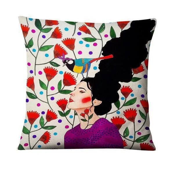 Home Daily Character Painted Linen Pillowcase - Bellarte Enchanté Home Daily Character Painted Linen Pillowcase